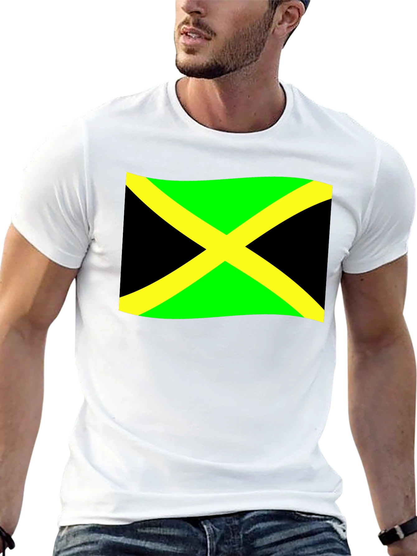 Jamaica Flag T-Shirt - Black Cotton Tee