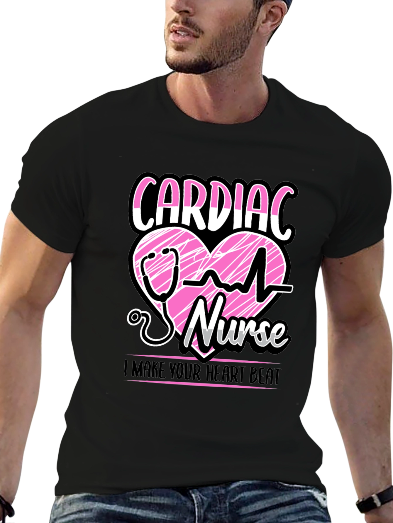 Cardiac Nurse T-Shirt - Heartbeat Design