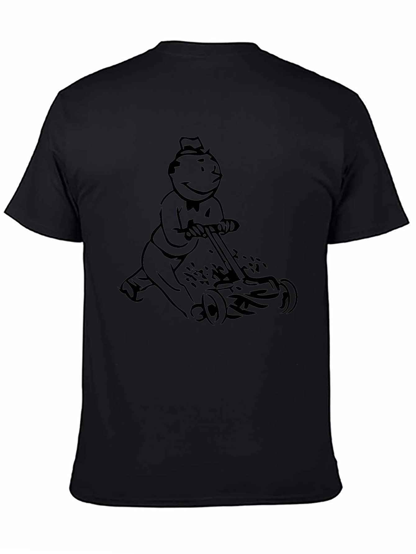 Monopoly Man Mowing T-Shirt - Black Graphic Tee