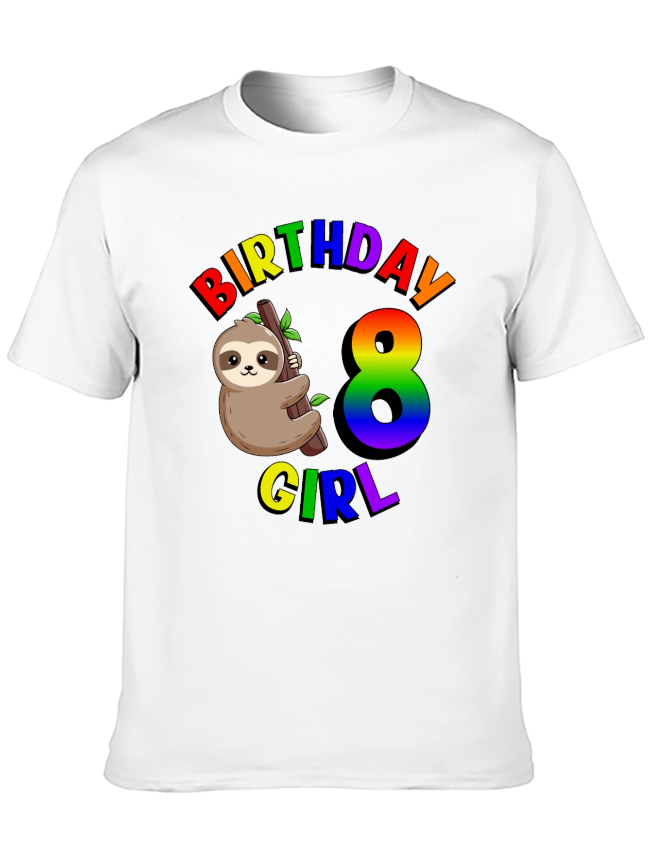 Birthday Girl 8 Sloth T-Shirt