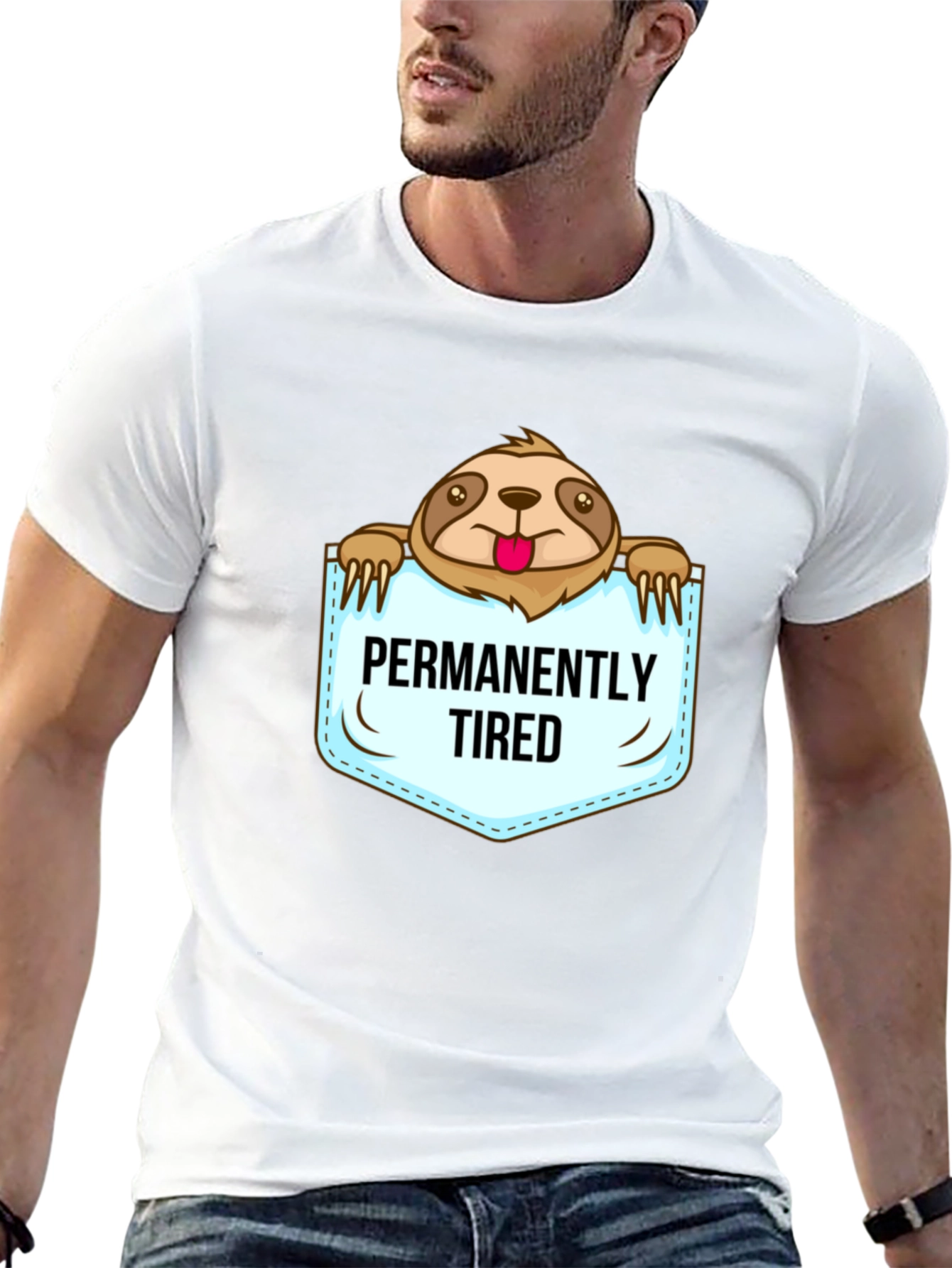 Permanently Tired Sloth Graphic T-Shirt
