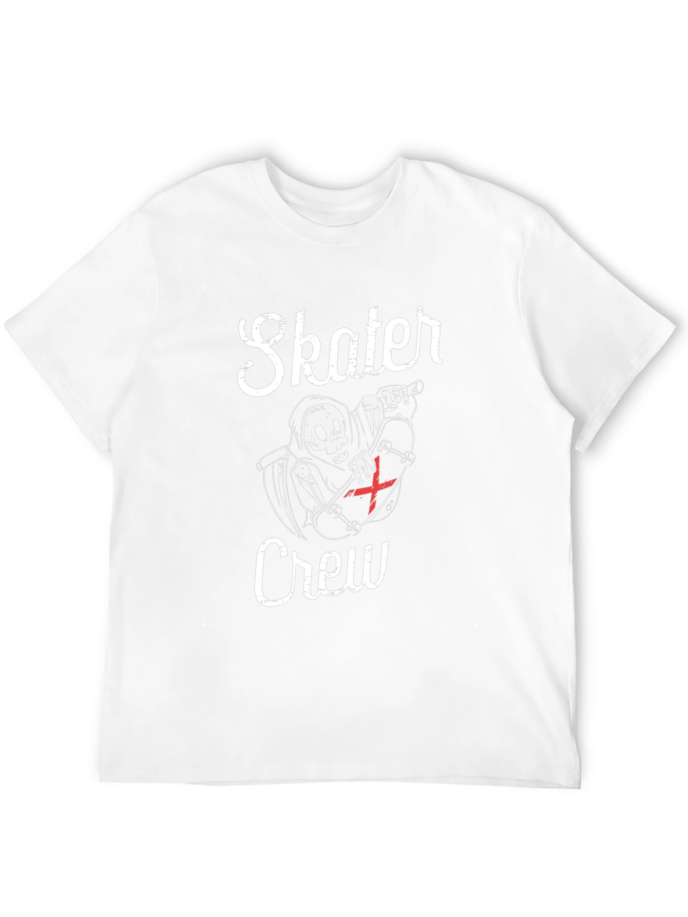 Skater Crew T-Shirt - Grim Reaper Skateboard Design