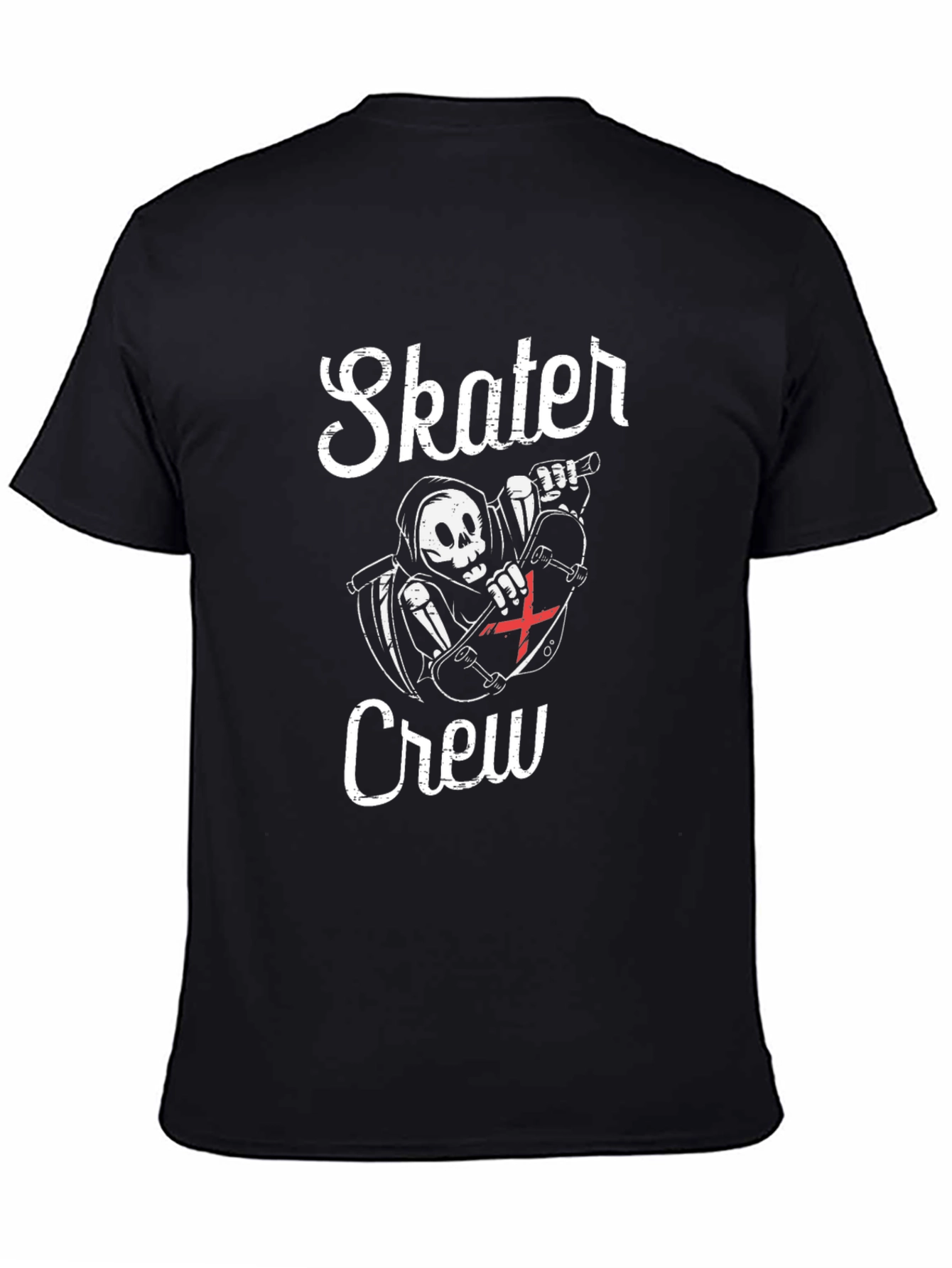 Skater Crew T-Shirt - Grim Reaper Skateboard Design