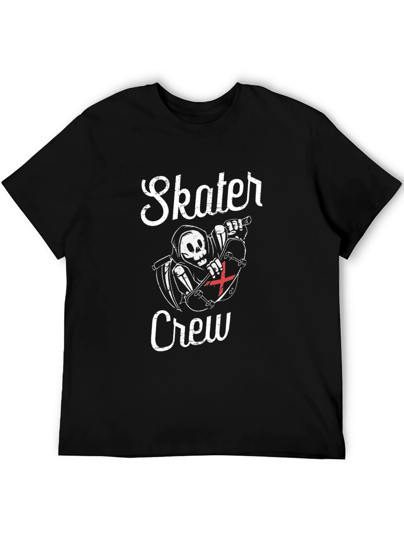 Skater Crew T-Shirt - Grim Reaper Skateboard Design