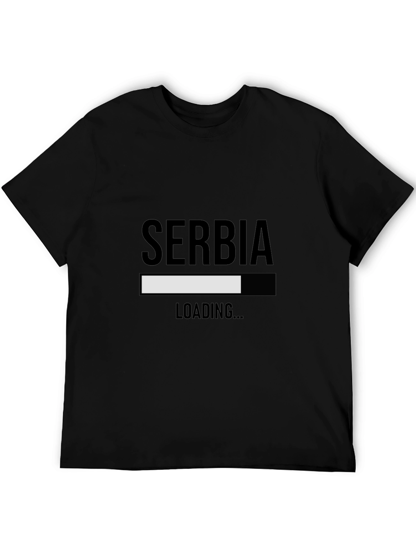 Serbia Loading Funny Graphic Tee - Black Cotton T-Shirt