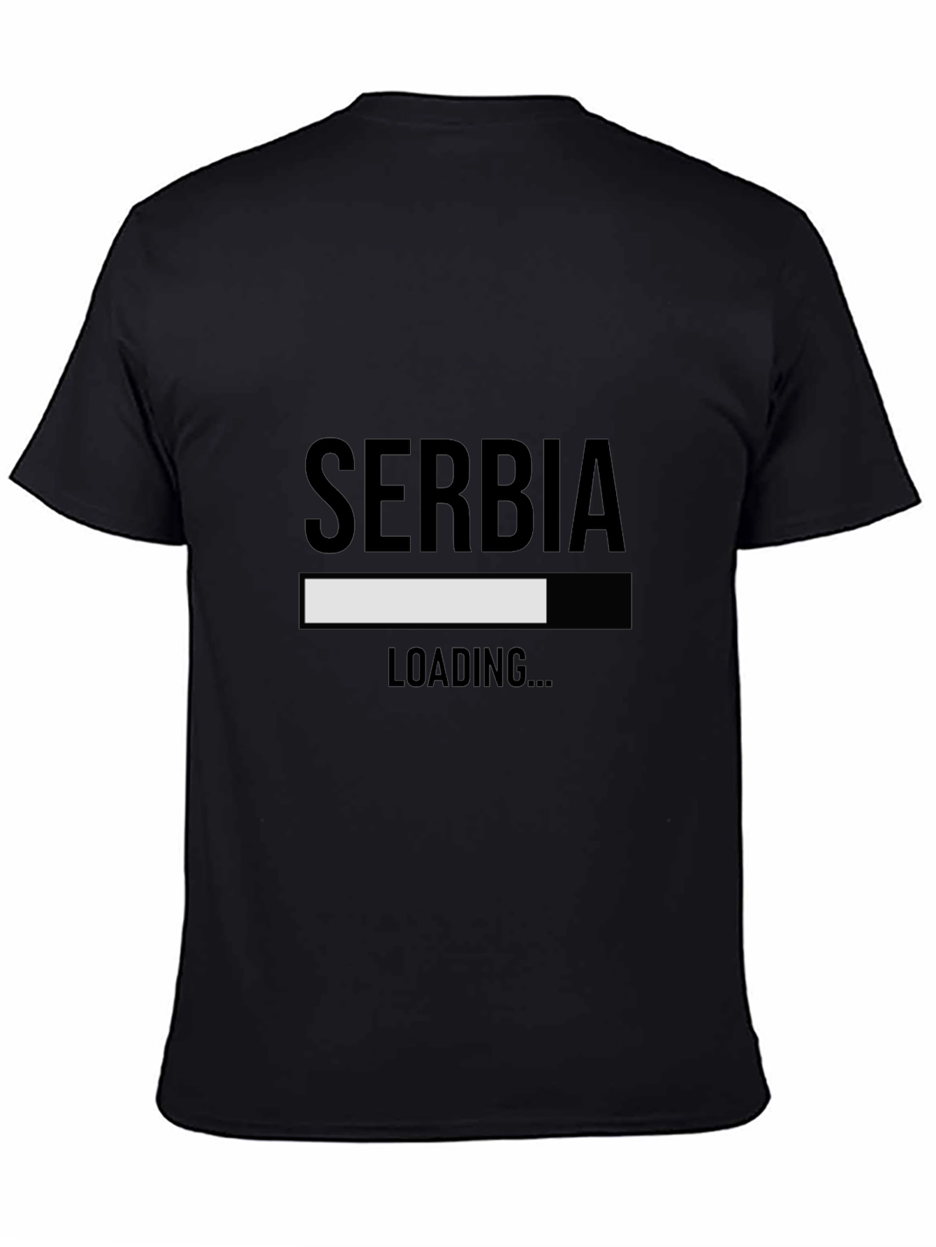 Serbia Loading Funny Graphic Tee - Black Cotton T-Shirt
