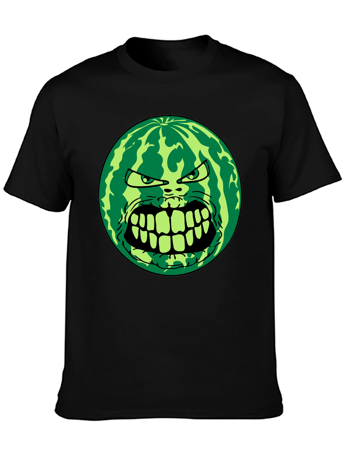 Angry Watermelon Graphic Tee - Black Cotton Blend