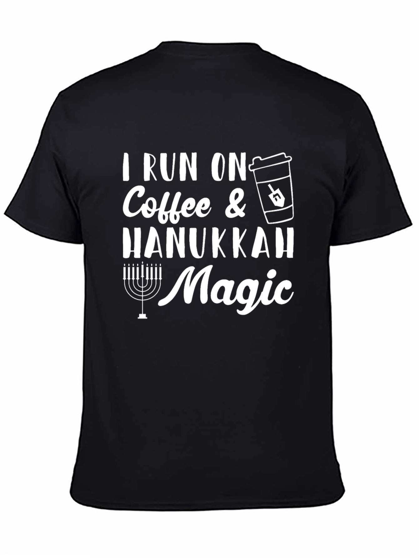 Coffee & Hanukkah Magic Black T-Shirt