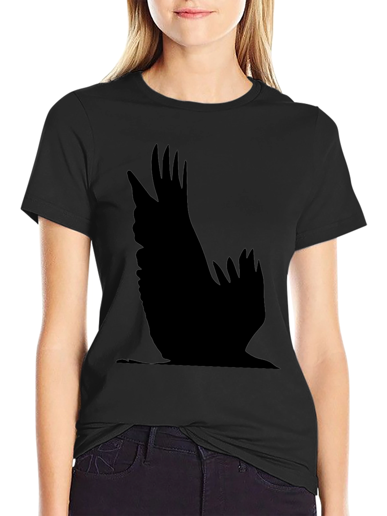 Raven Wing Print Black T-Shirt