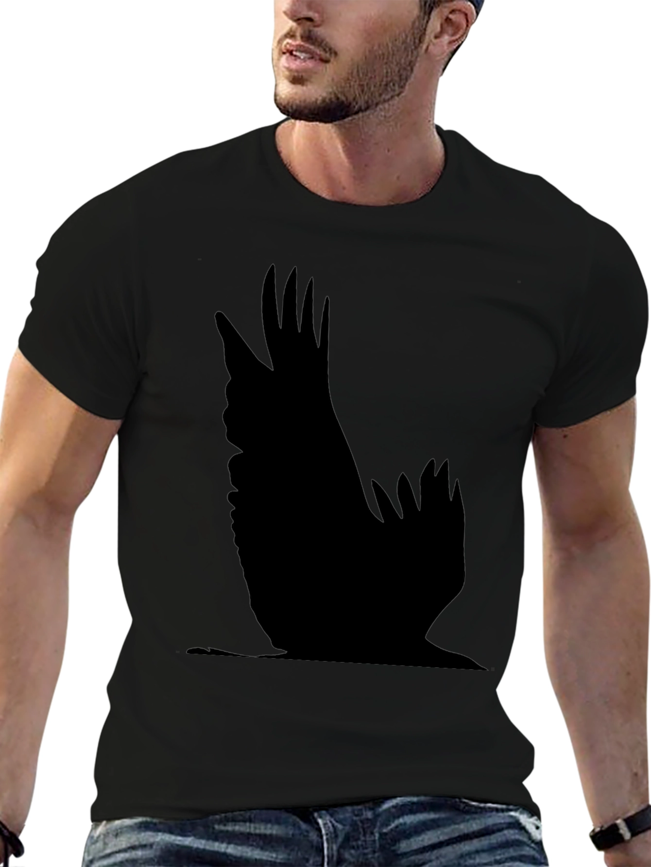 Raven Wing Print Black T-Shirt