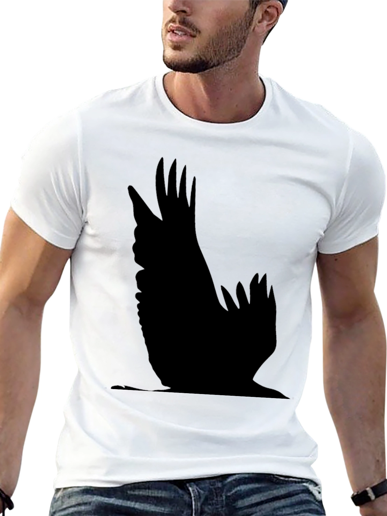 Raven Wing Print Black T-Shirt