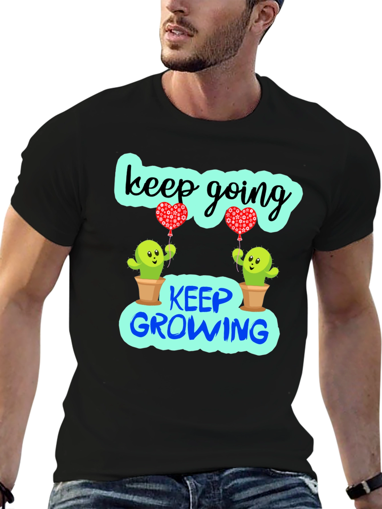 Keep Going Growing Cactus Graphic T-Shirt