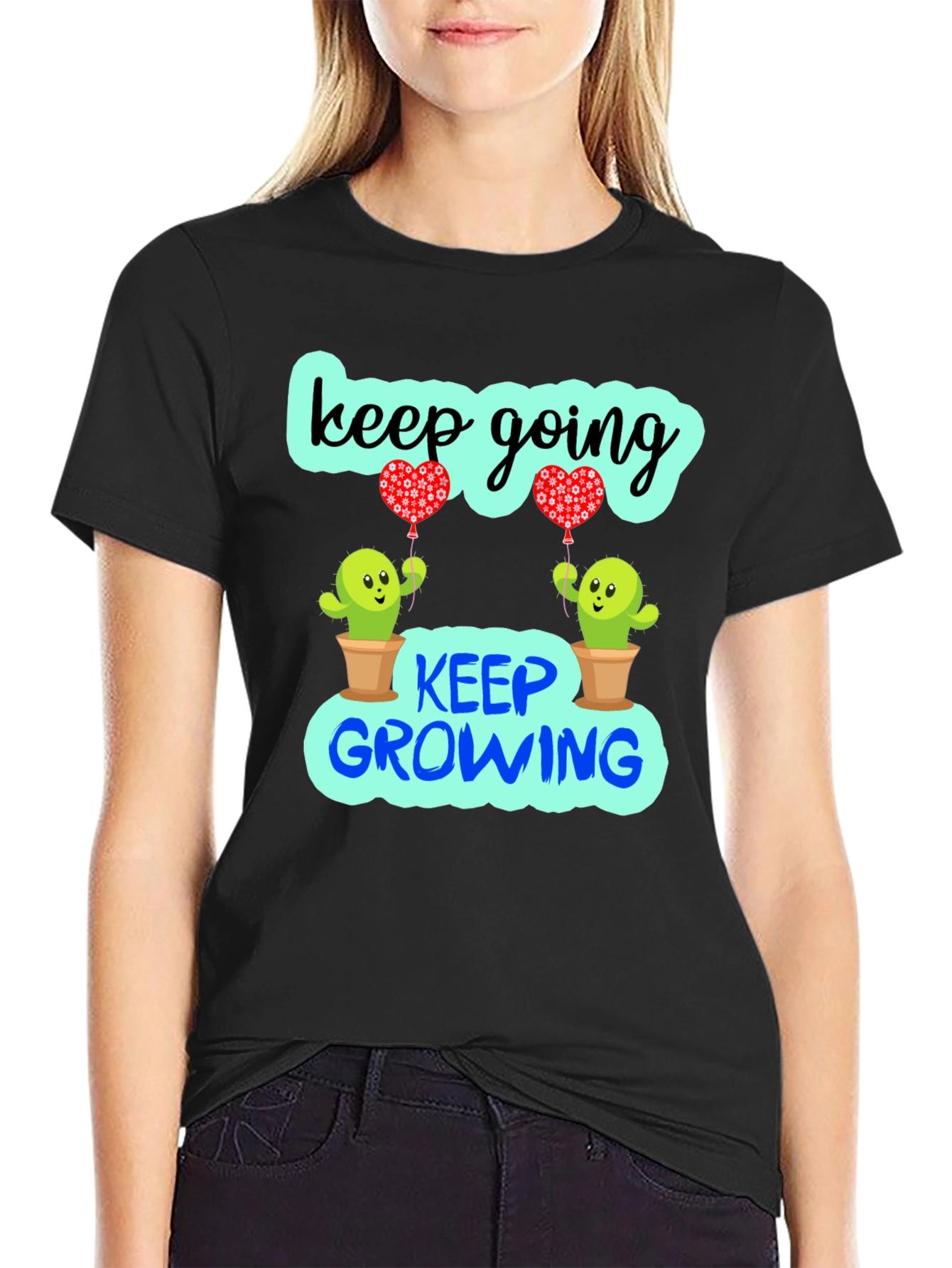 Keep Going Growing Cactus Graphic T-Shirt