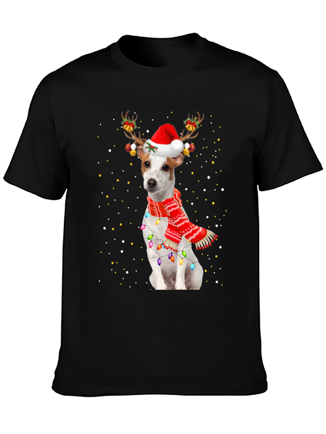 Dog Christmas Antler Lights T-Shirt
