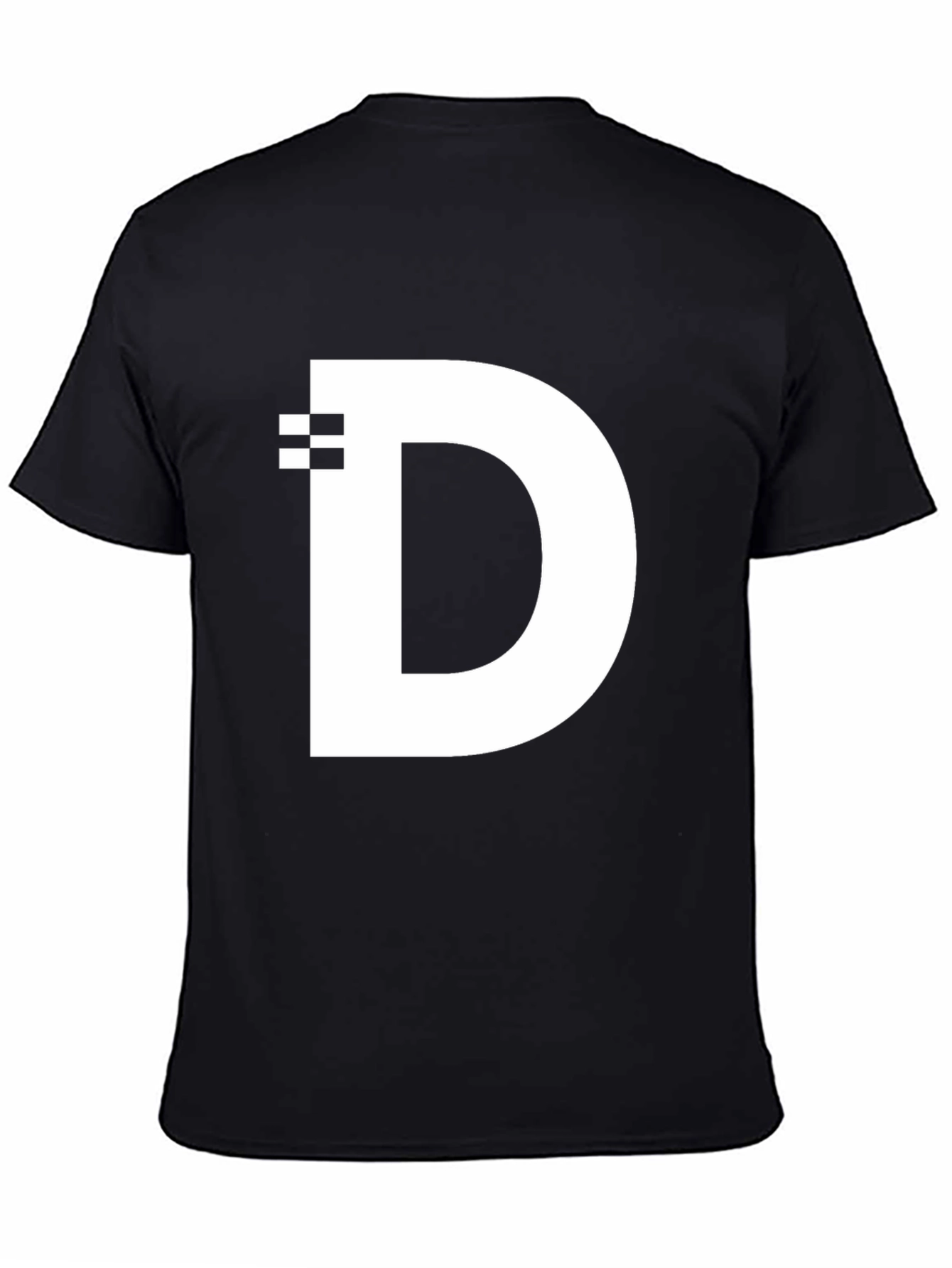 Modern Black T-Shirt with White D Graphic Design