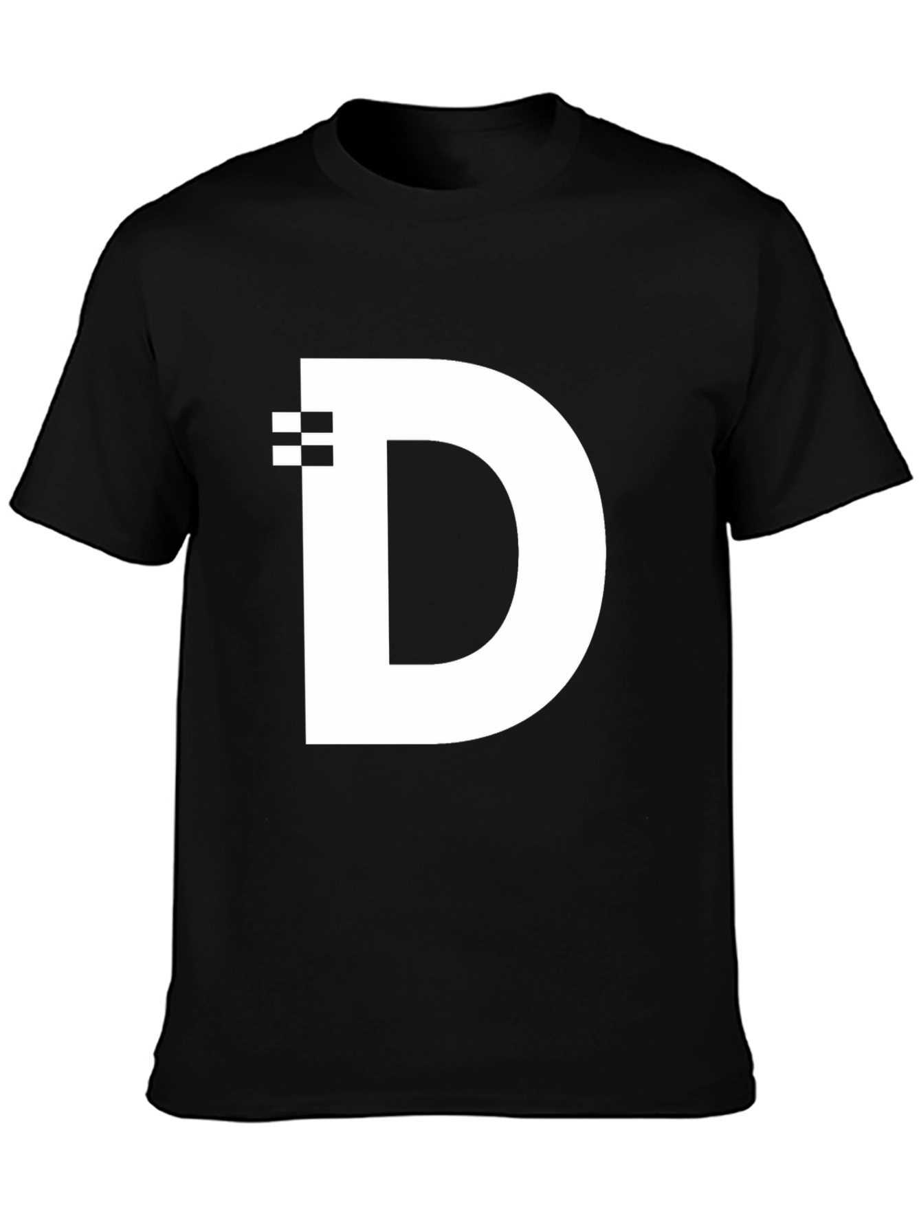 Modern Black T-Shirt with White D Graphic Design