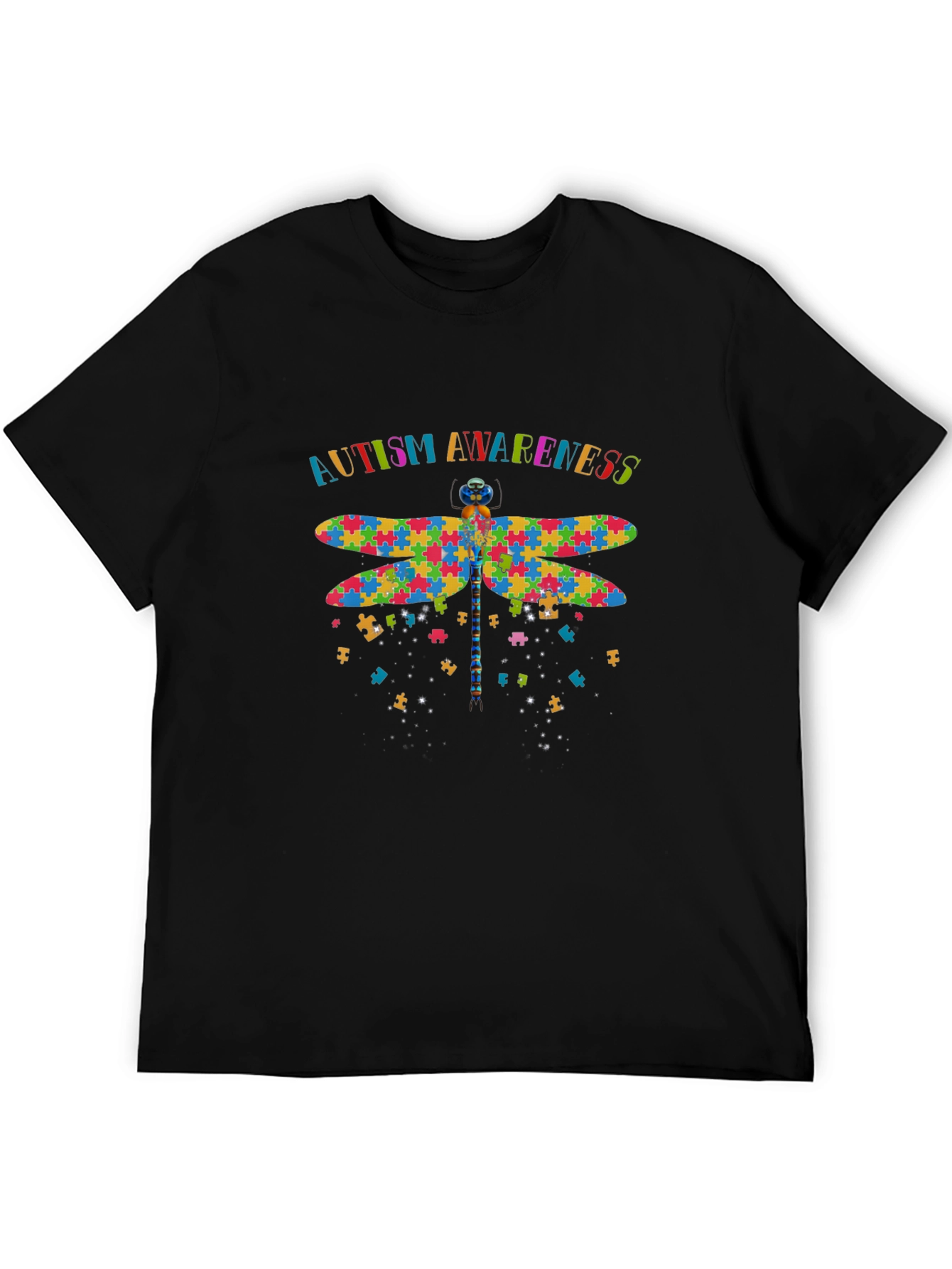 Autism Awareness Puzzle Dragonfly Graphic Tee