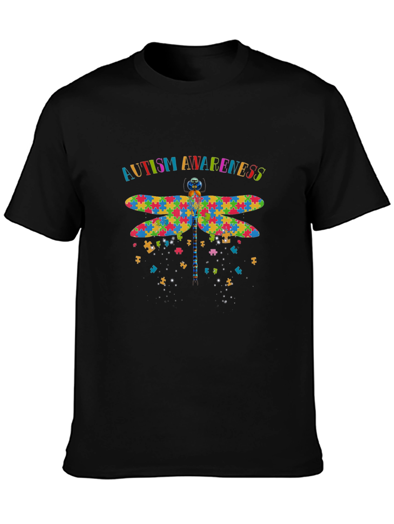 Autism Awareness Puzzle Dragonfly Graphic Tee