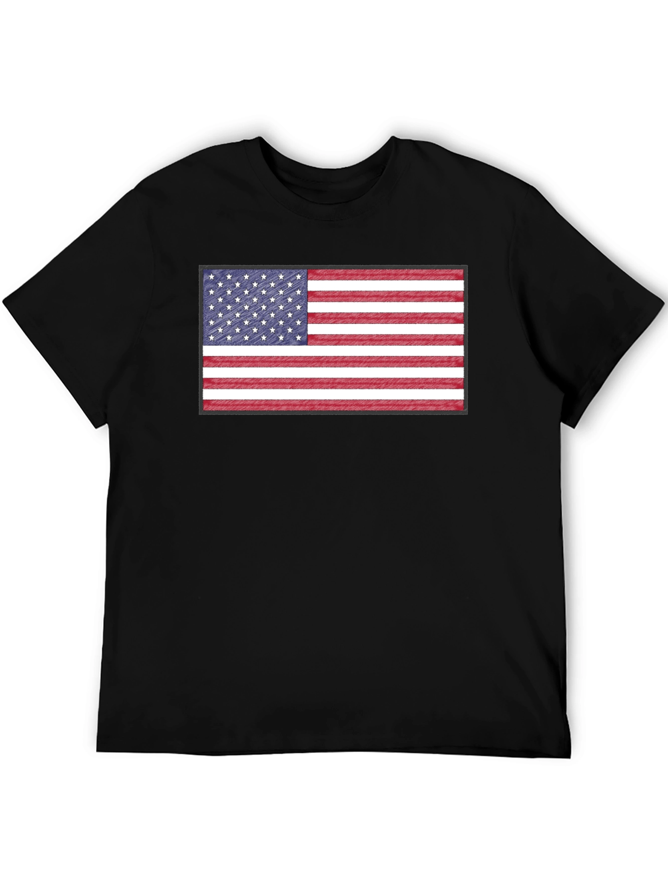 American Flag Graphic Print Crewneck T-Shirt