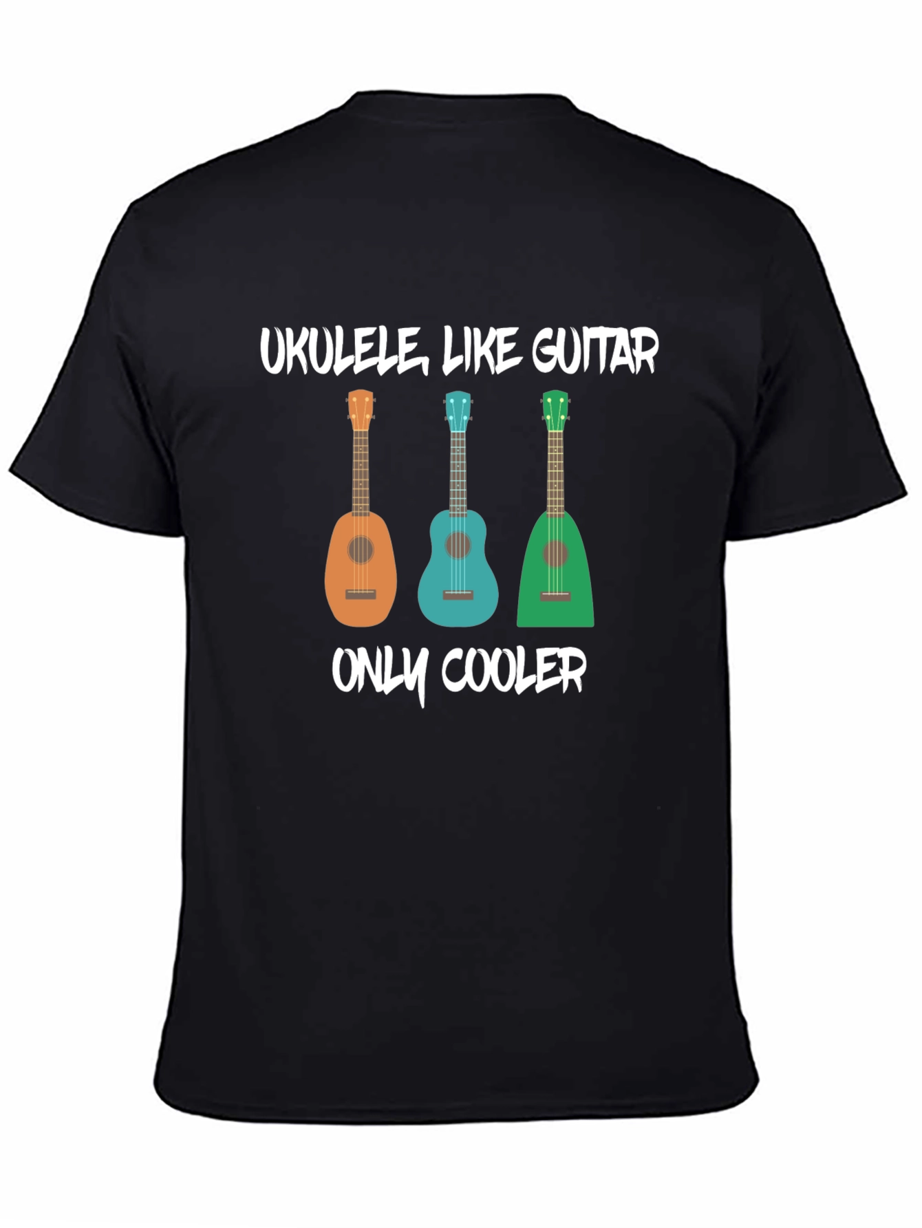 Ukulele Like Guitar Mens Black Graphic T-Shirt