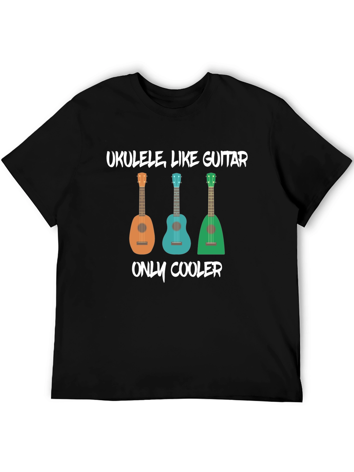 Ukulele Like Guitar Mens Black Graphic T-Shirt