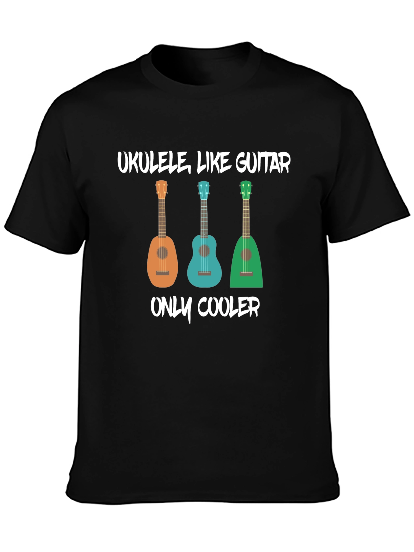 Ukulele Like Guitar Mens Black Graphic T-Shirt