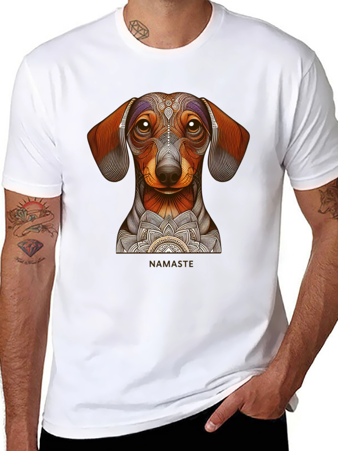Dachshund Namaste Graphic Tee - Black