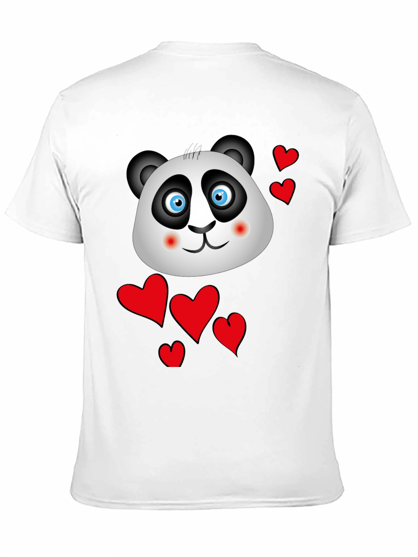 Cute Panda & Hearts Graphic Tee - Black