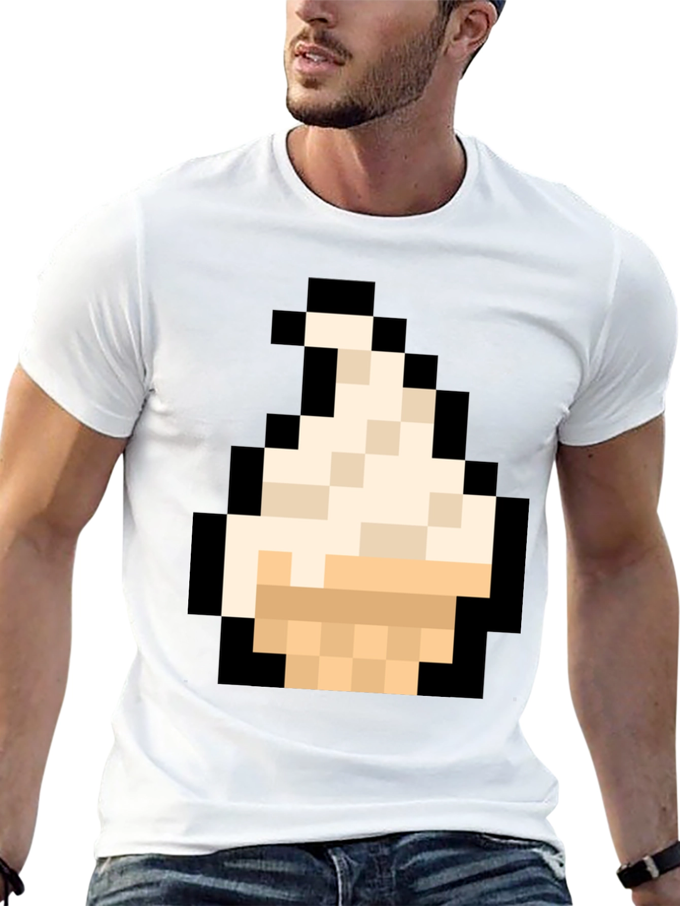 Pixel Art Ice Cream T-Shirt - Black Cotton Tee
