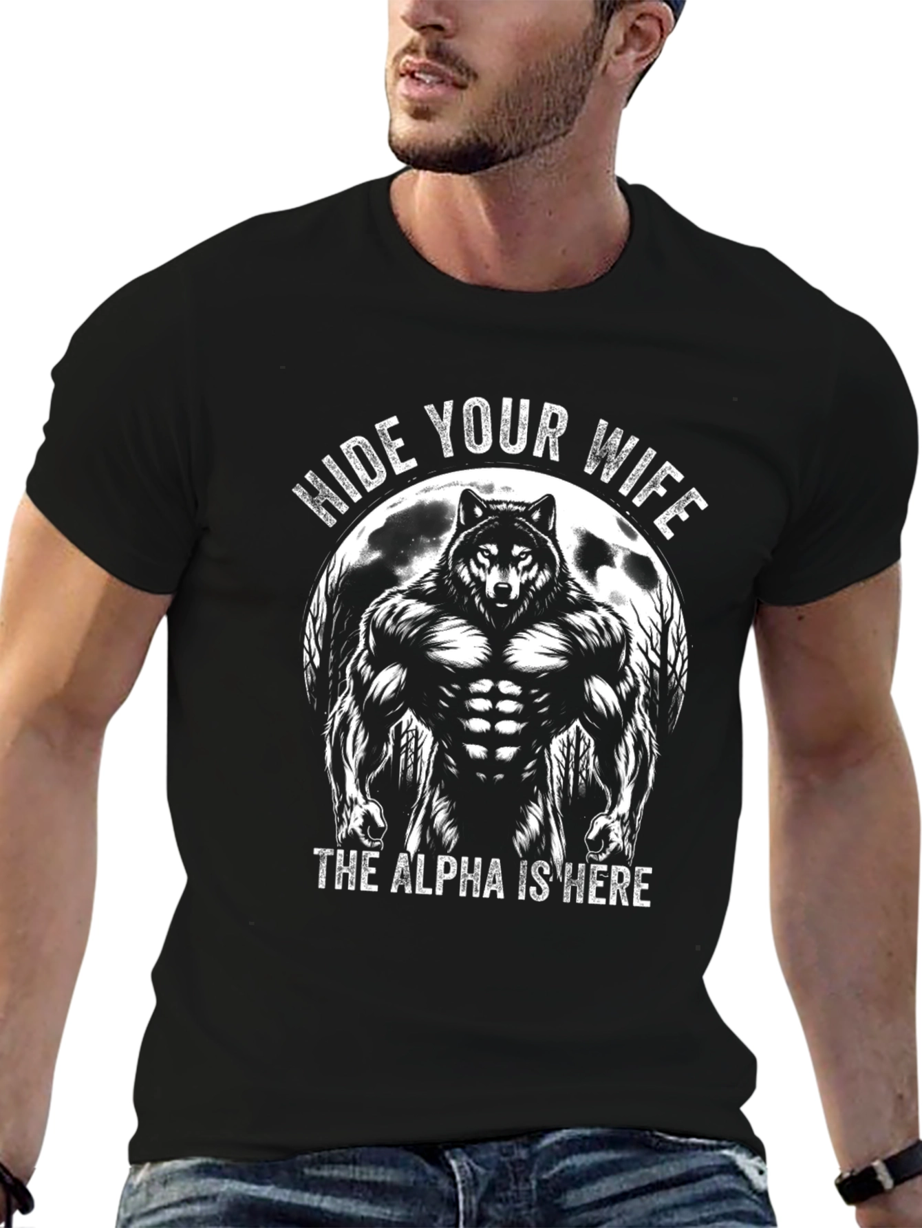 Hide Your Wife Wolf Graphic Tee - Alpha Style