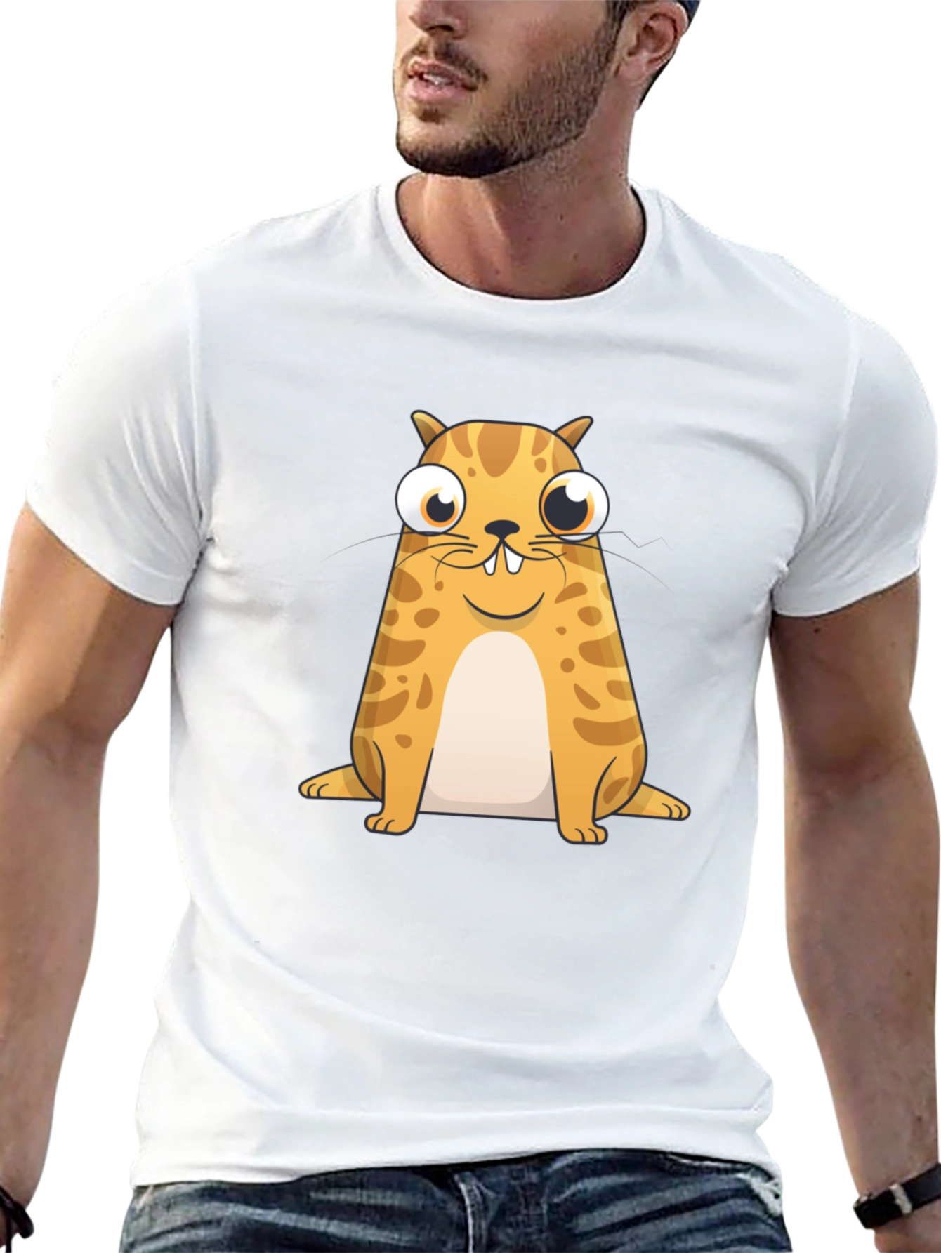 Funny Cat Graphic T-Shirt - Black Cotton Blend Tee