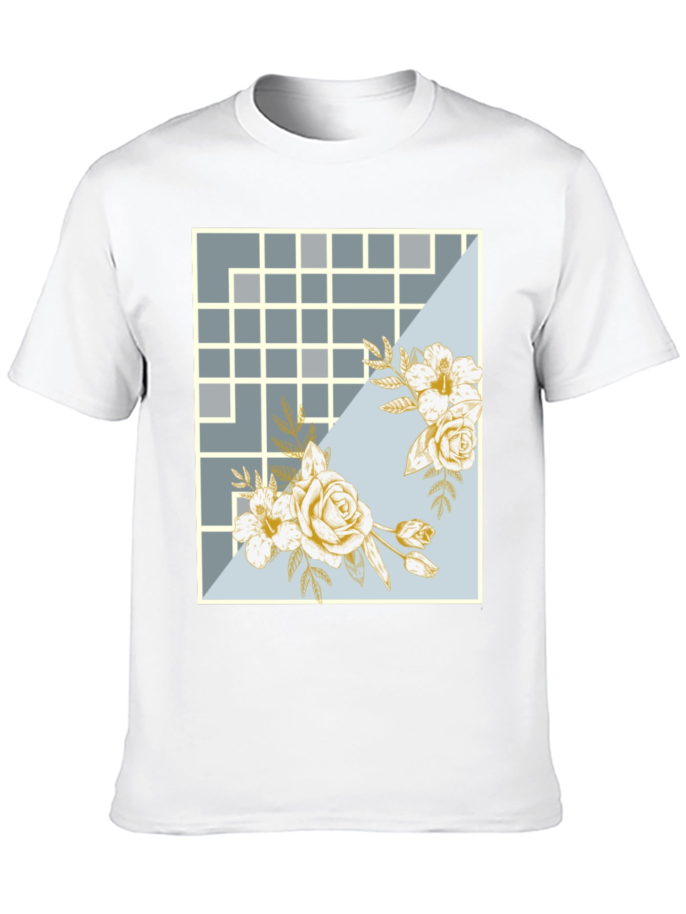 Floral Grid Design T-Shirt