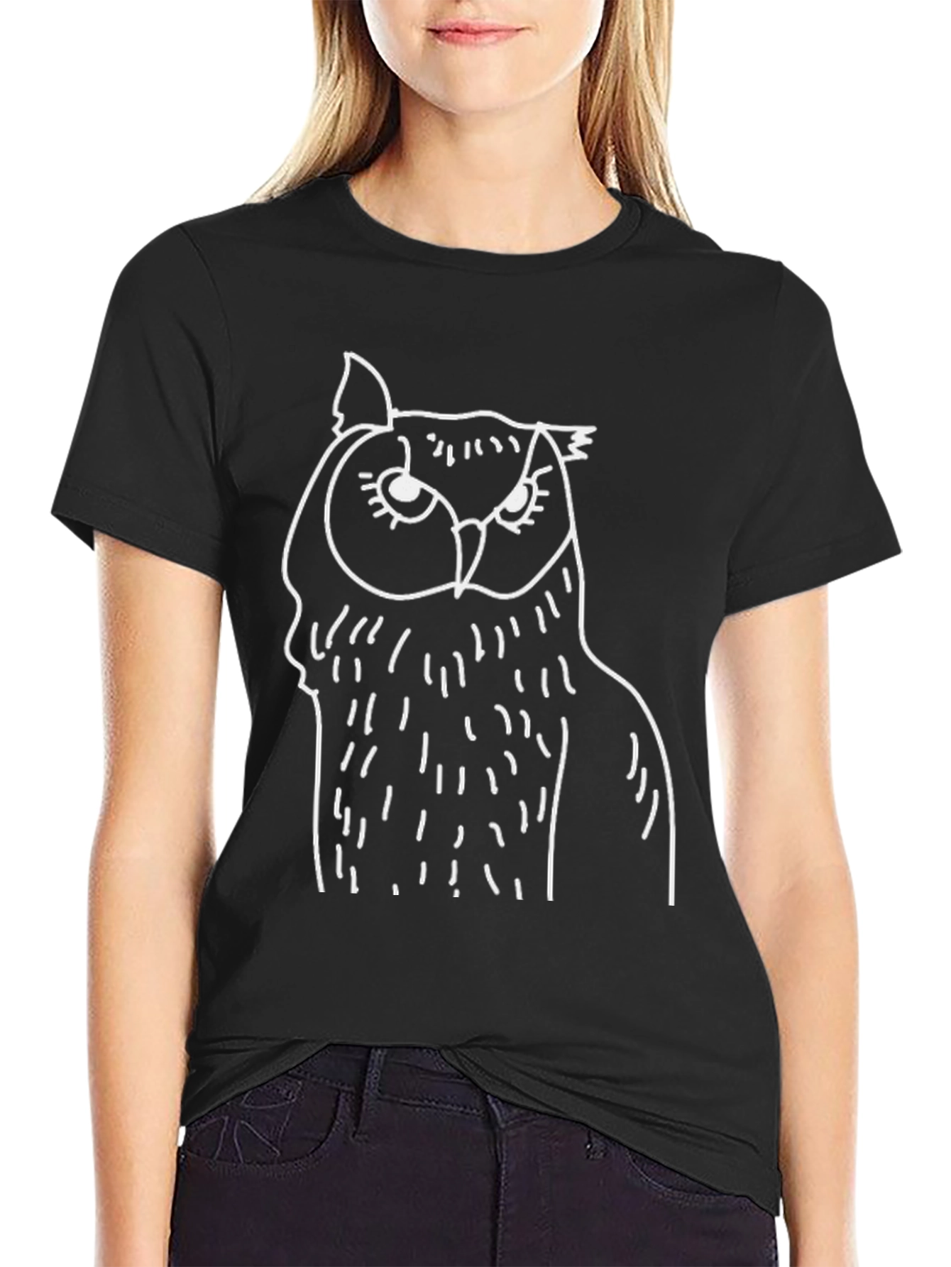 Owl Graphic Tee - Mens Black Cotton T-Shirt