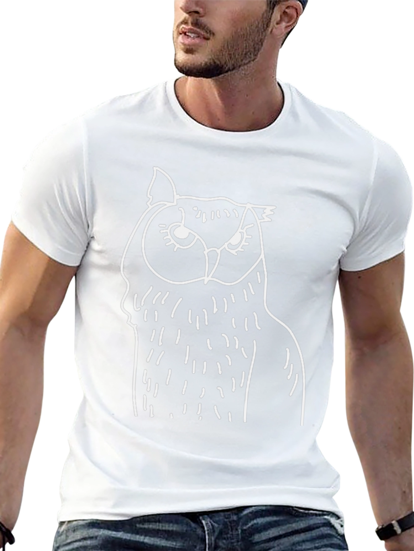 Owl Graphic Tee - Mens Black Cotton T-Shirt