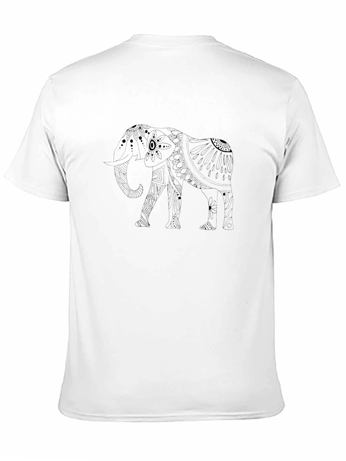 Elephant Art Print Black Crew Neck T-Shirt