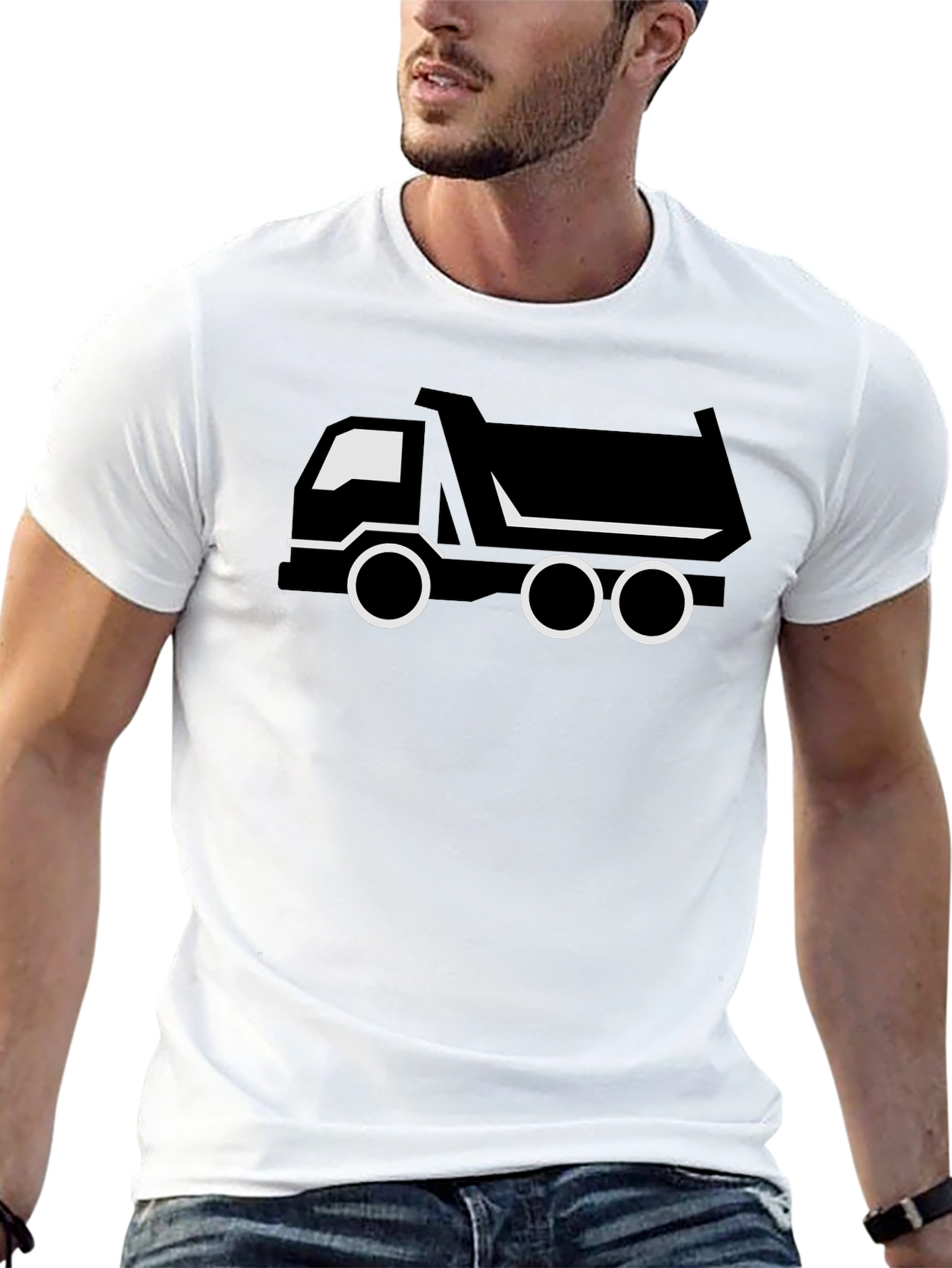 Dump Truck Graphic Tee - Black Cotton T-Shirt