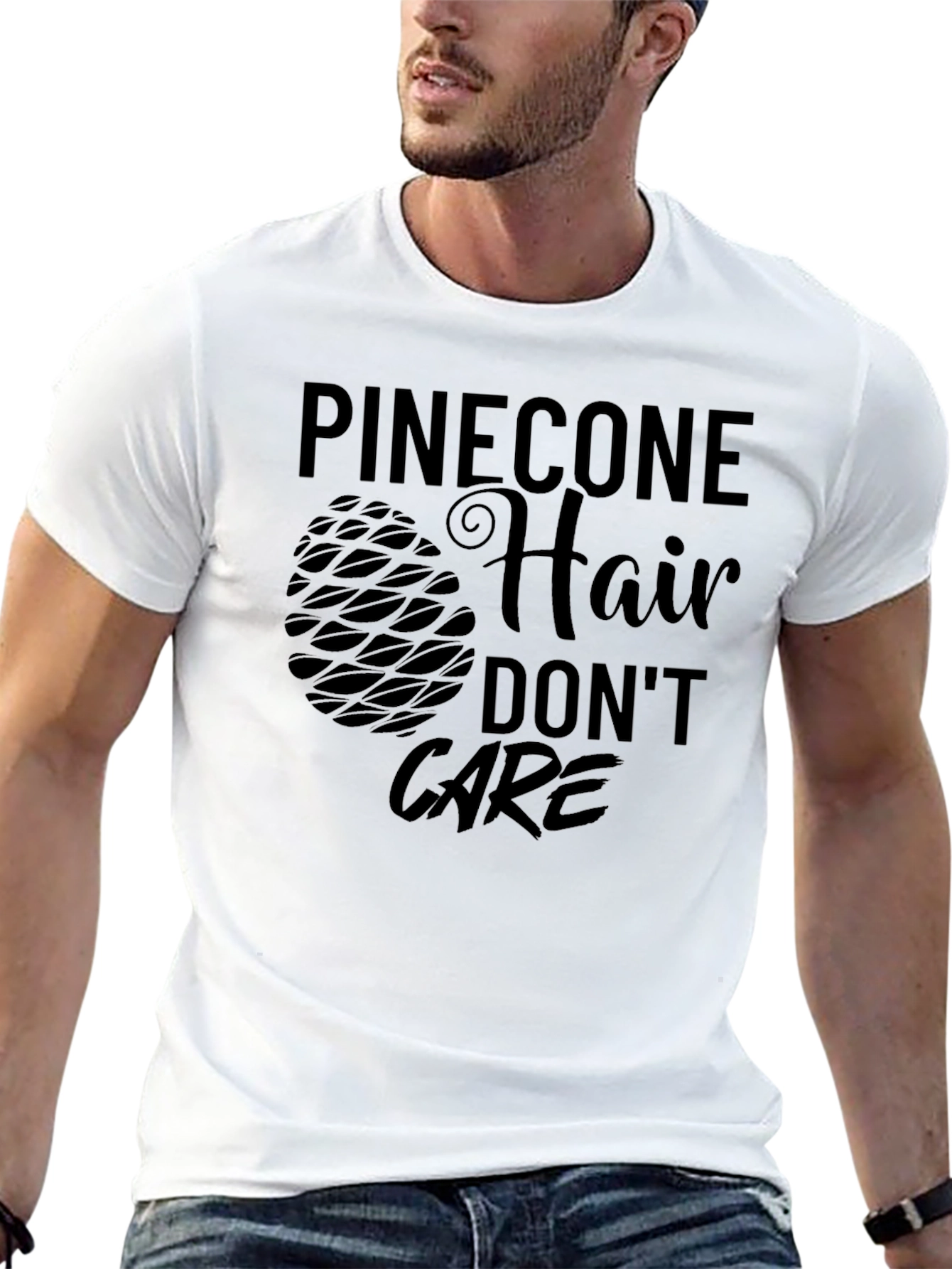 Pinecone Hair Dont Care Black T-Shirt