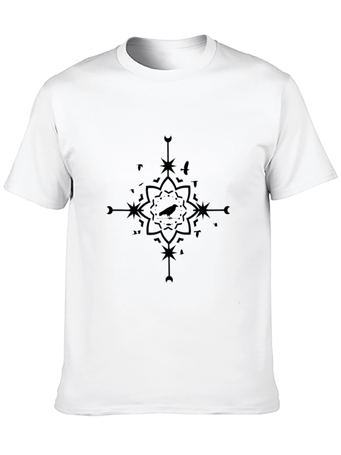 Raven Mandala Graphic Tee - Black Cotton