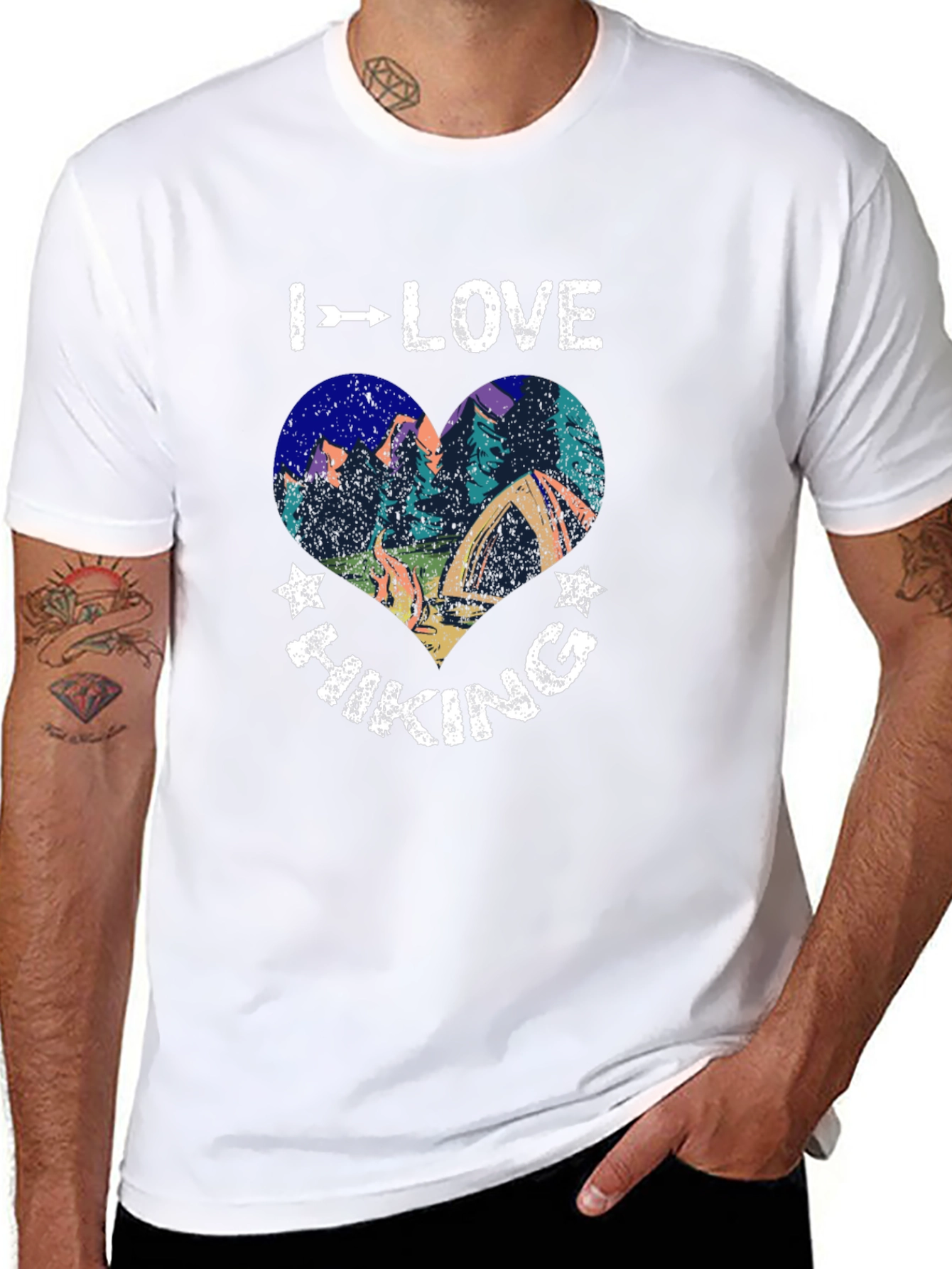 I Love Hiking Graphic Tee - Heart Design