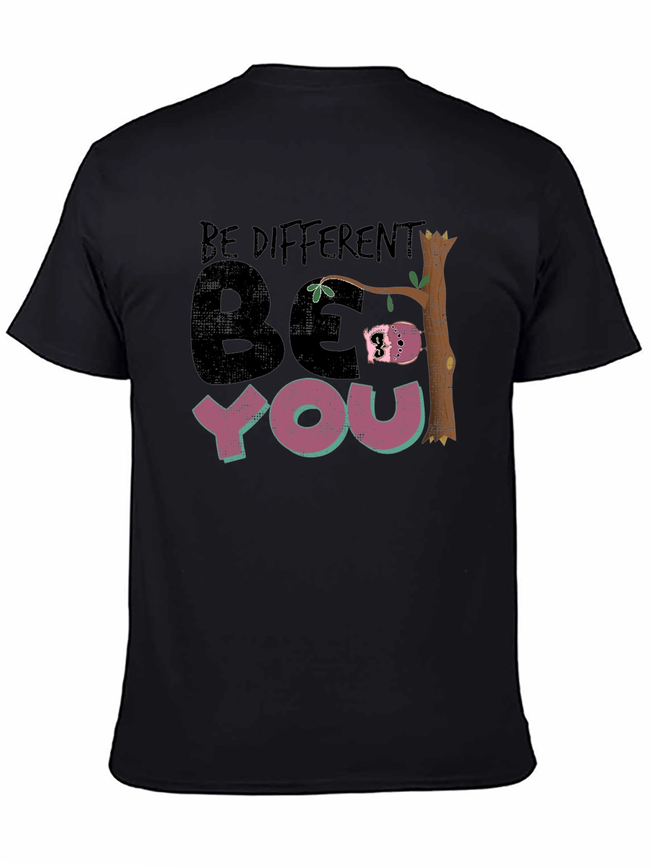 Be Different Be You Sloth Black Graphic Tee