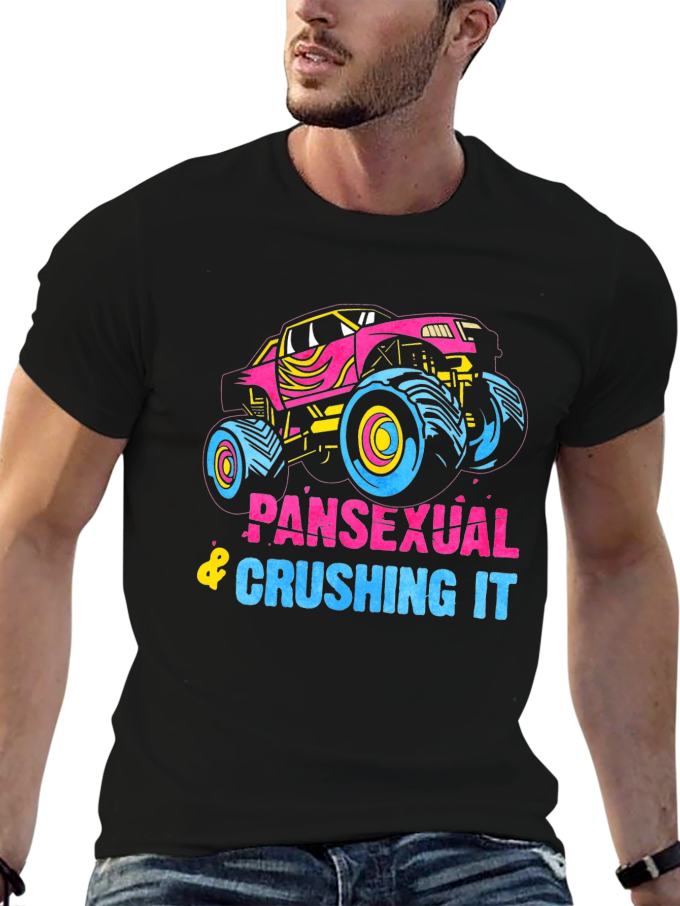 Pansexual Crushing It Monster Truck Graphic Tee