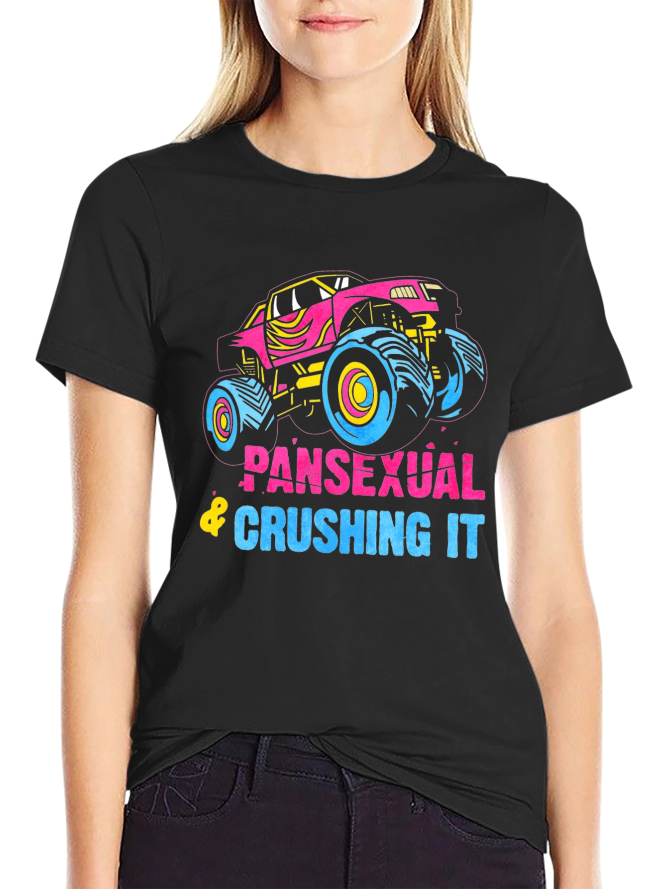 Pansexual Crushing It Monster Truck Graphic Tee
