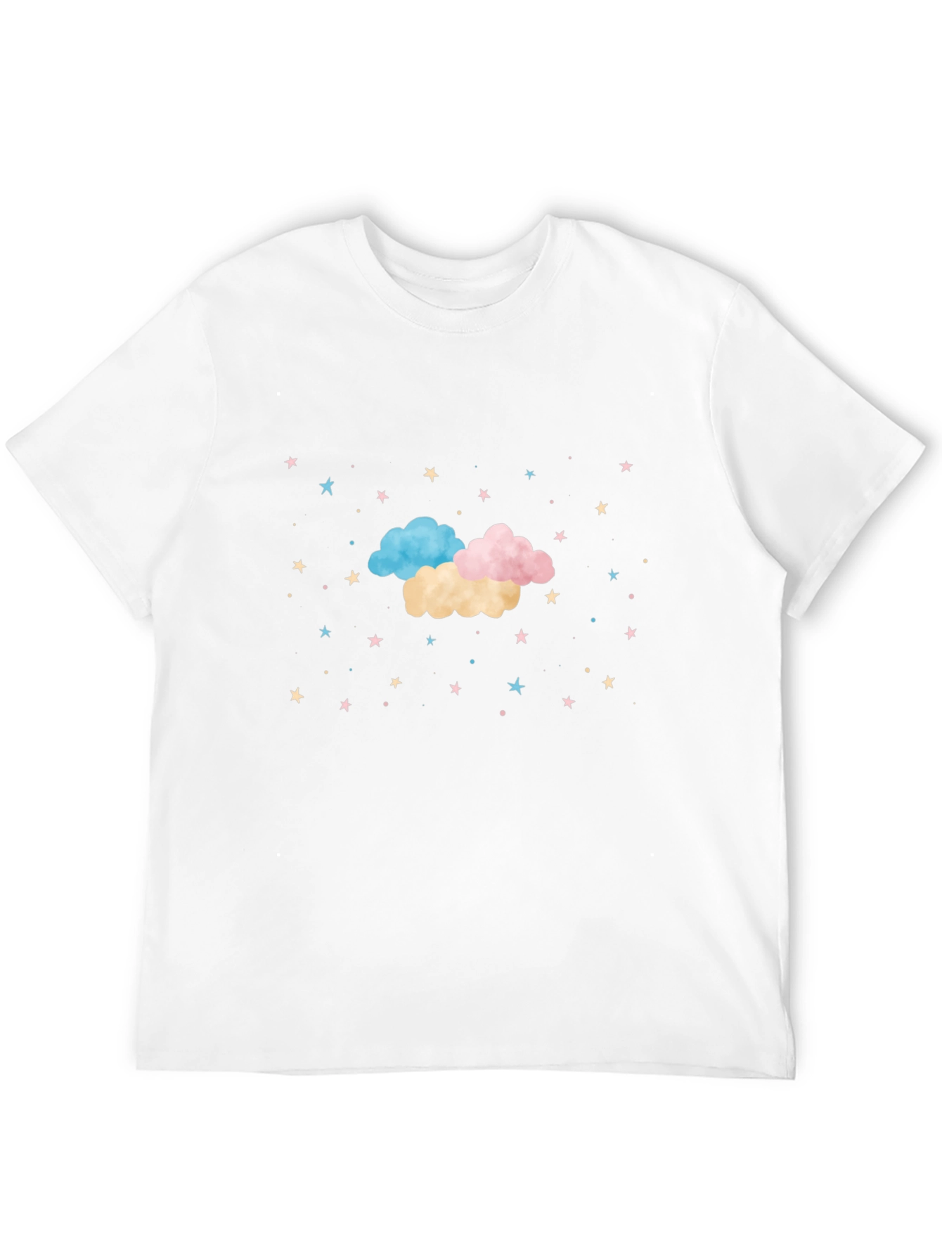 Dreamy Clouds & Stars Black T-Shirt