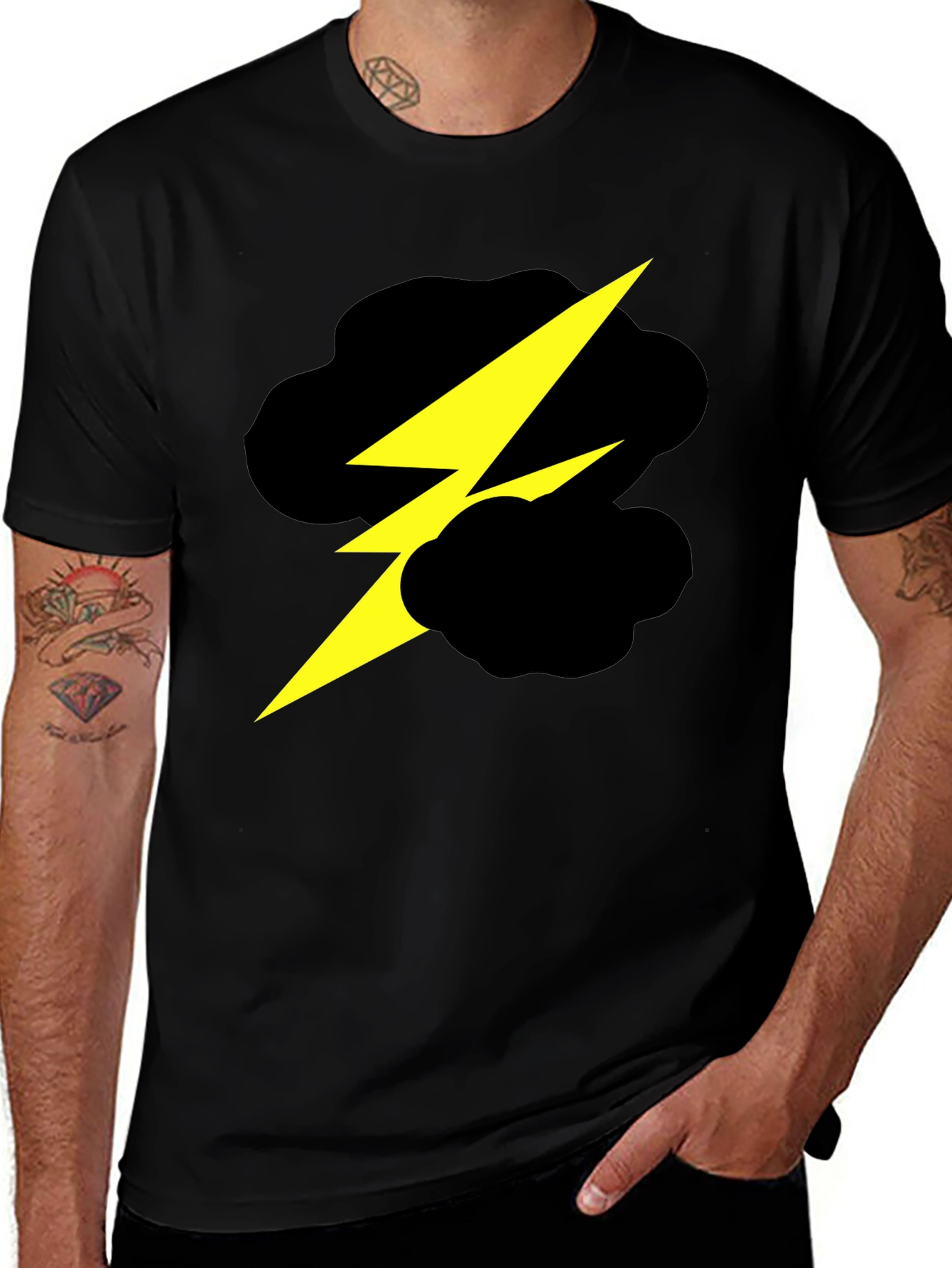 Lightning Bolt Cloud Graphic Black T-Shirt