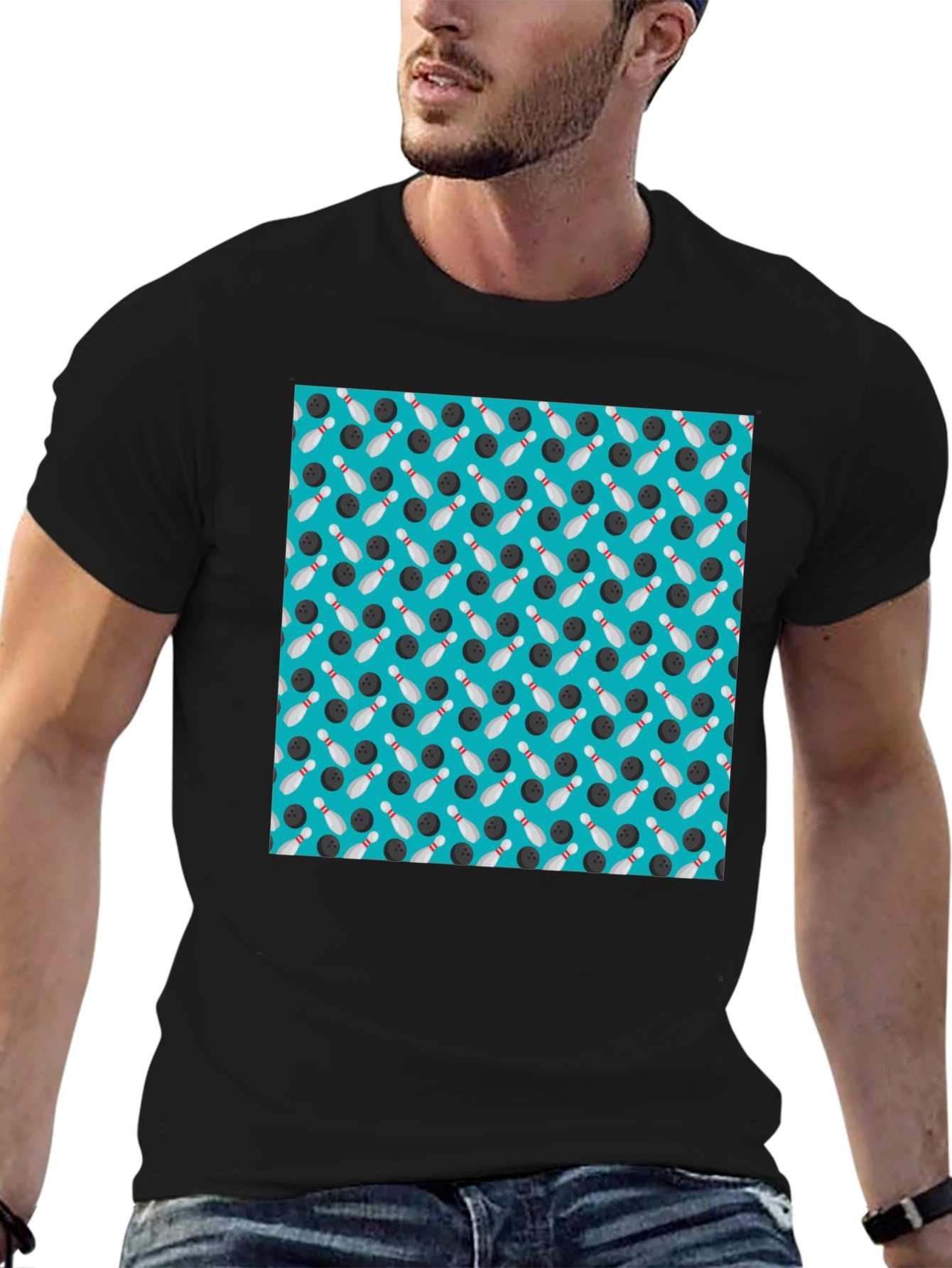 Bowling Pattern Black T-Shirt