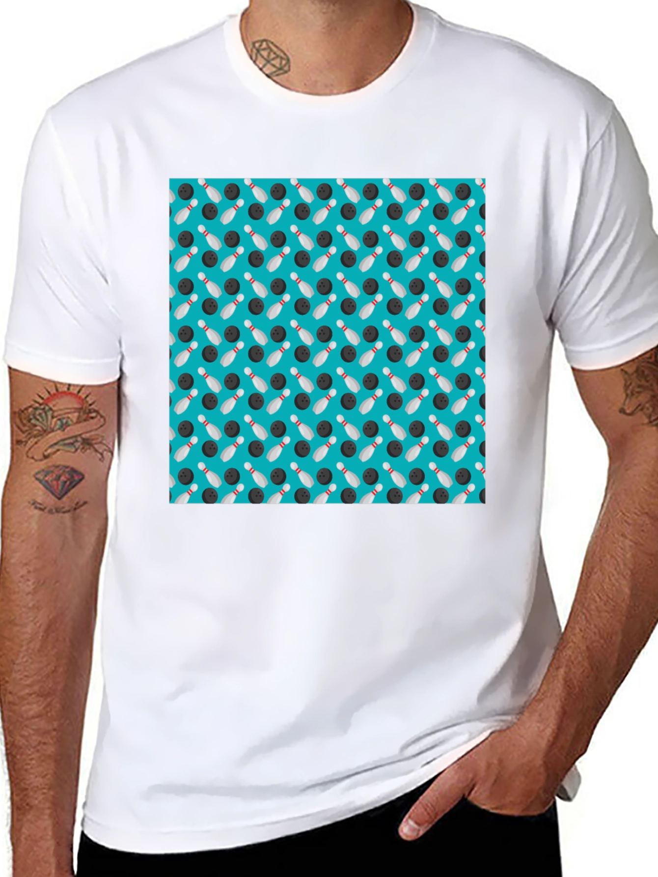 Bowling Pattern Black T-Shirt