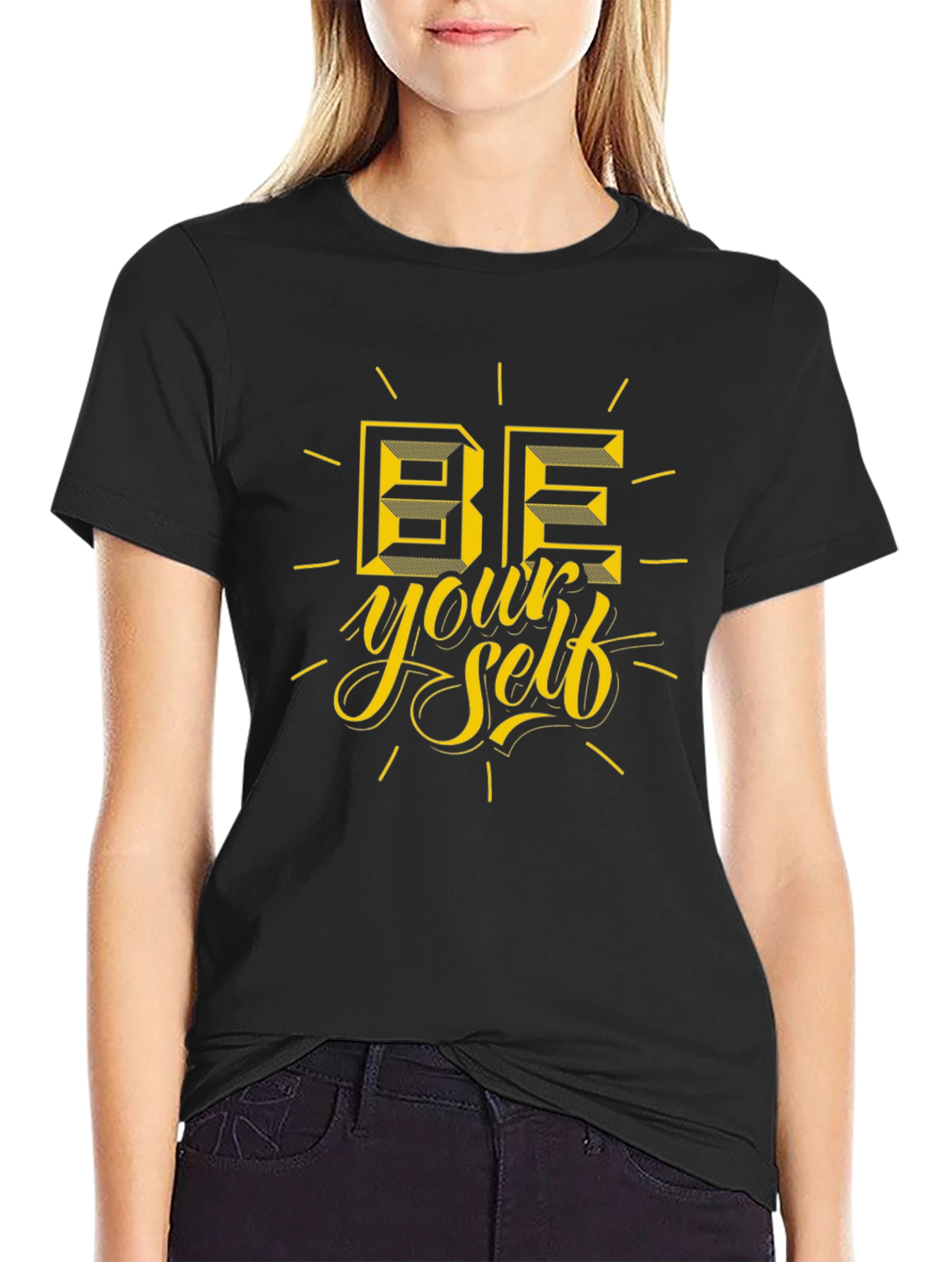 Be Yourself Graphic Tee - Stylish Black Cotton T-Shirt