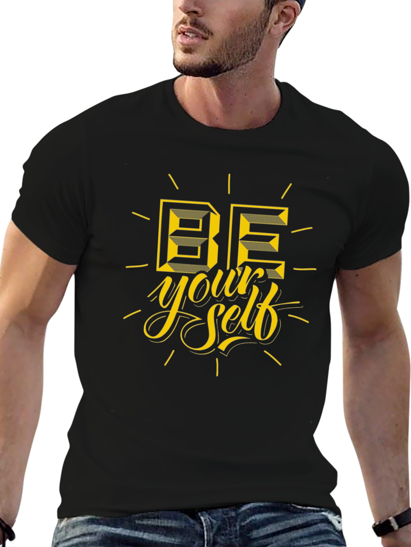 Be Yourself Graphic Tee - Stylish Black Cotton T-Shirt