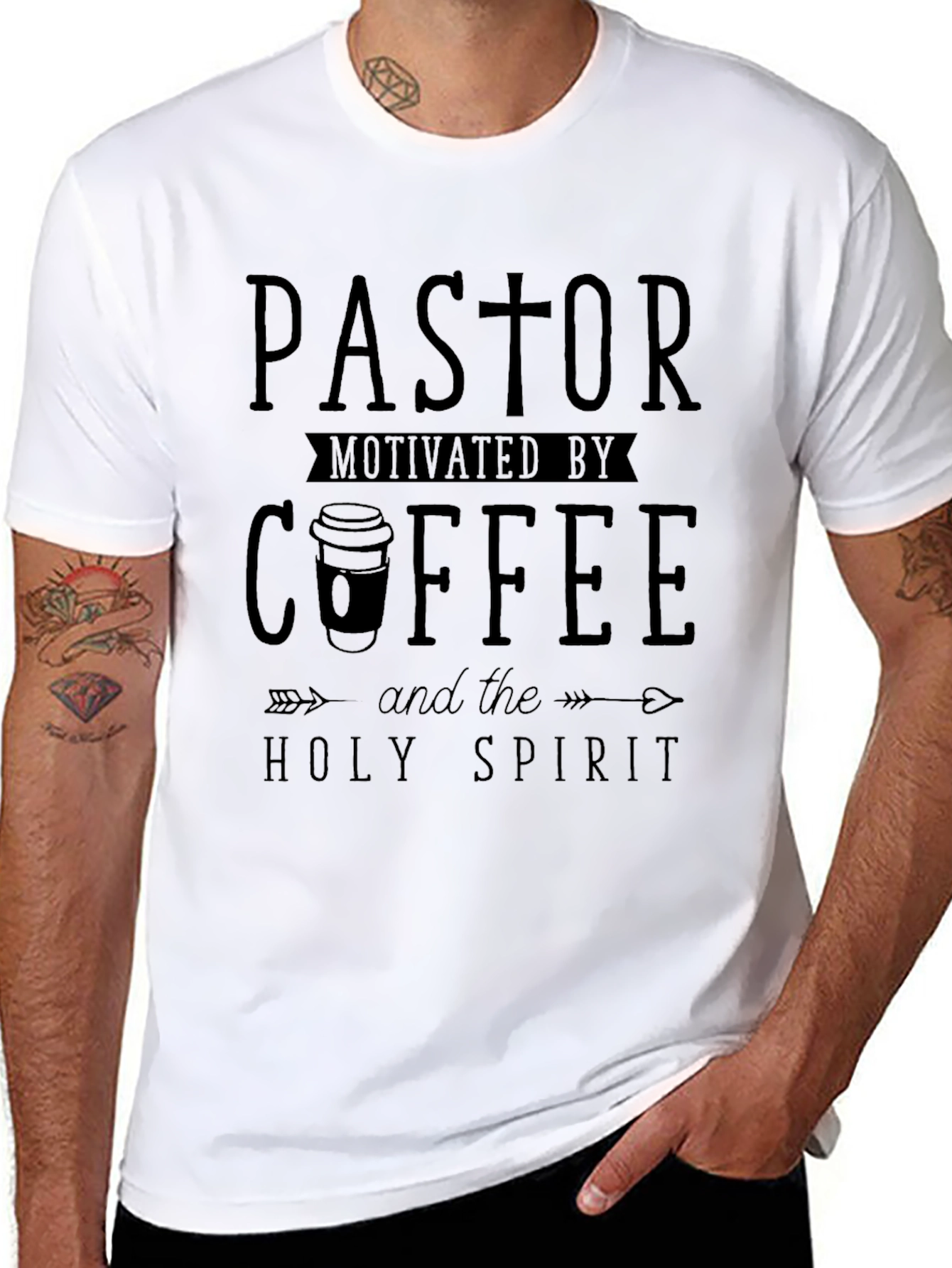 Pastor Motivated by Coffee and Holy Spirit T-Shirt