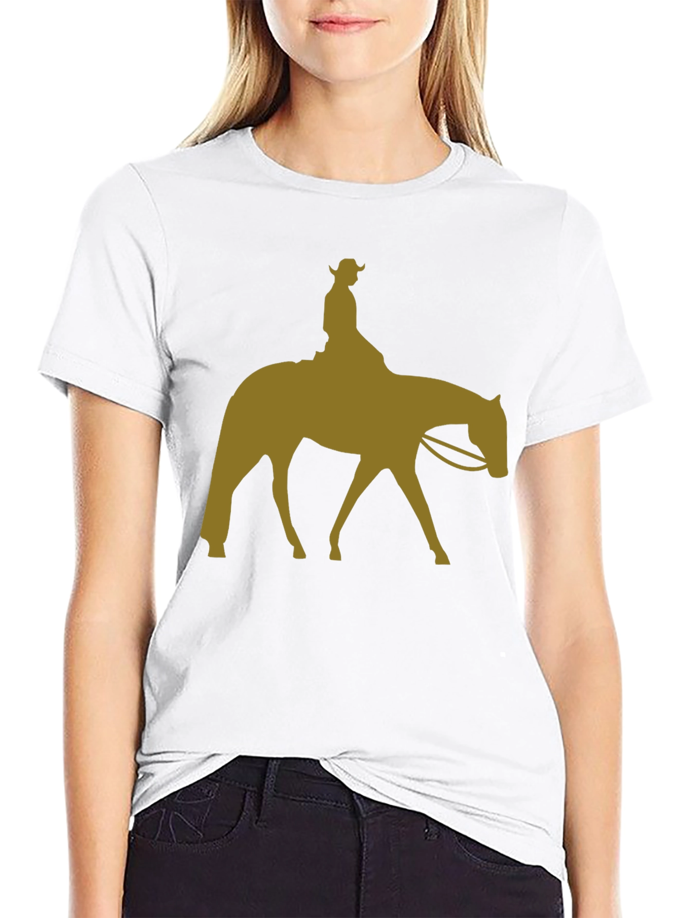 Cowboy Horse Silhouette Graphic Tee - Black Cotton